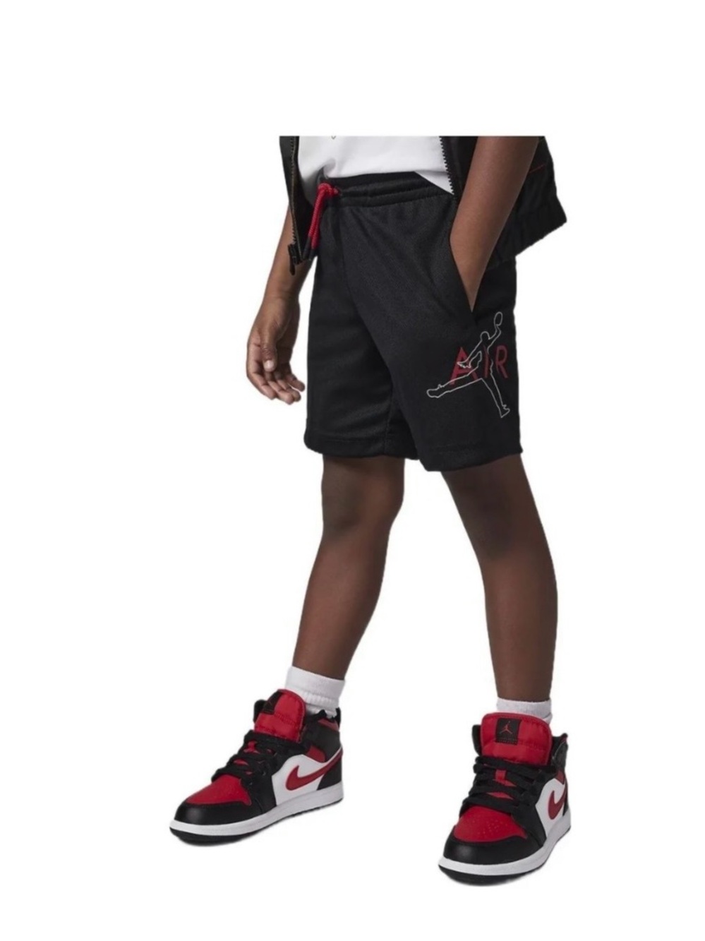 GS Boys Size Air Jordan Jumpman Big Air Mesh Shorts Black/Red 85B219-023